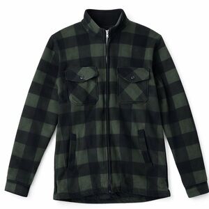 Plaid Black and Green Men's Shirt Jacket